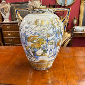 Vaso antigo em cerâmica com lustro Gualdo Tadino art decò 1940 Manufatura mestre Giorgio A 38 L 32